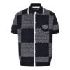 Louis Vuitton white and blue checkered knitted short-sleeved shirt