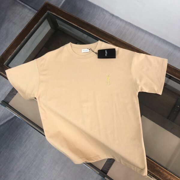 Saint Laurent original round neck short sleeve YSL embroidery logo