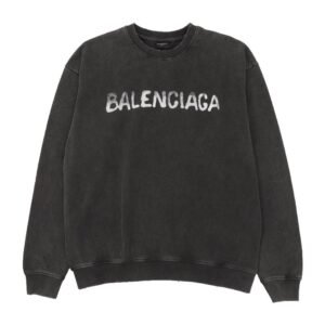 Balenciaga washed holes letter printed round neck hoodie