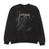 balenciaga washed lettered printed crew-neck hoodie