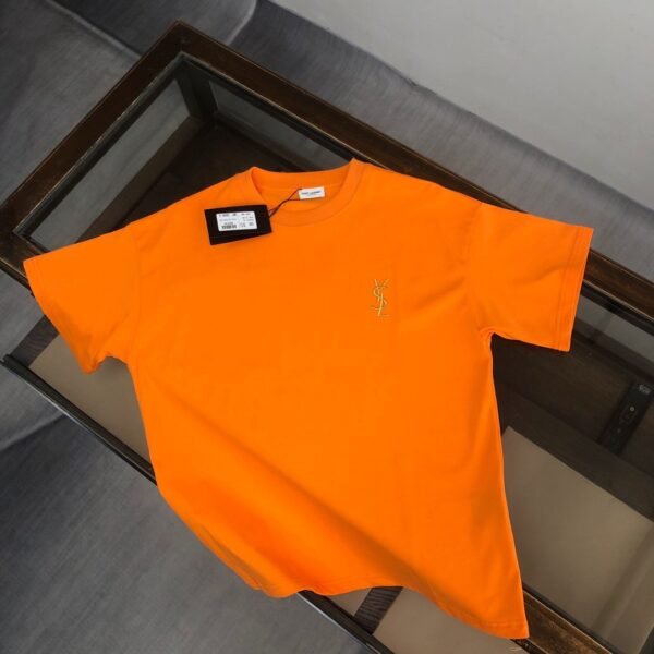 Saint Laurent original round neck short sleeve YSL embroidery logo