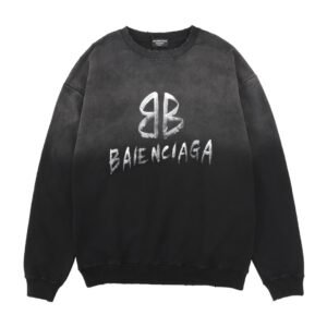 Balenciaga washed lettered printed crew-neck hoodie