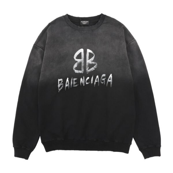 Balenciaga washed lettered printed crew-neck hoodie