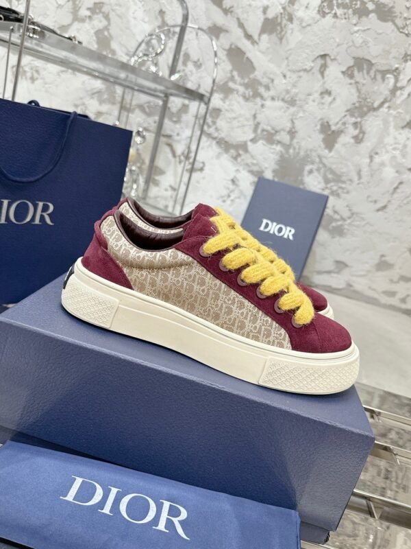 Dior original casual shoes diamond pattern canvas inlay
