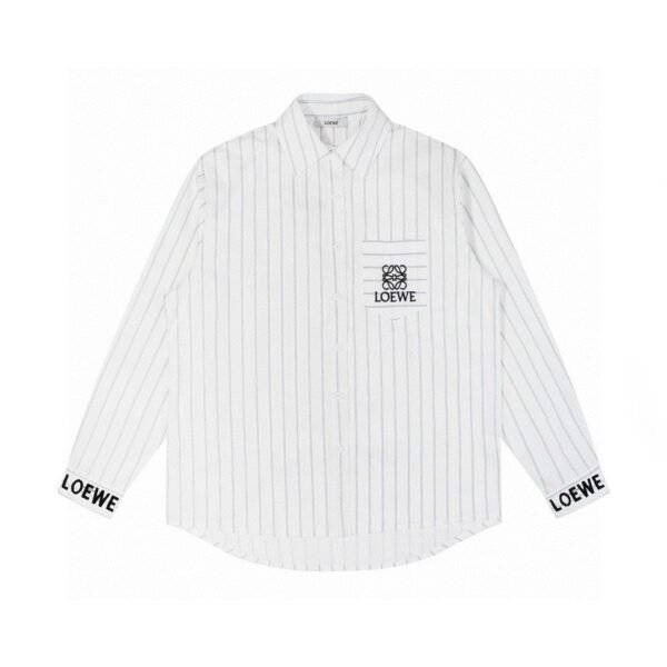 0-2-14.jpg loewe new embroidered logo smudged gray striped embroidered shirt