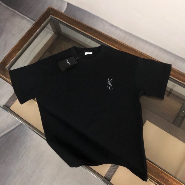 Saint Laurent original round neck short sleeve YSL embroidery logo