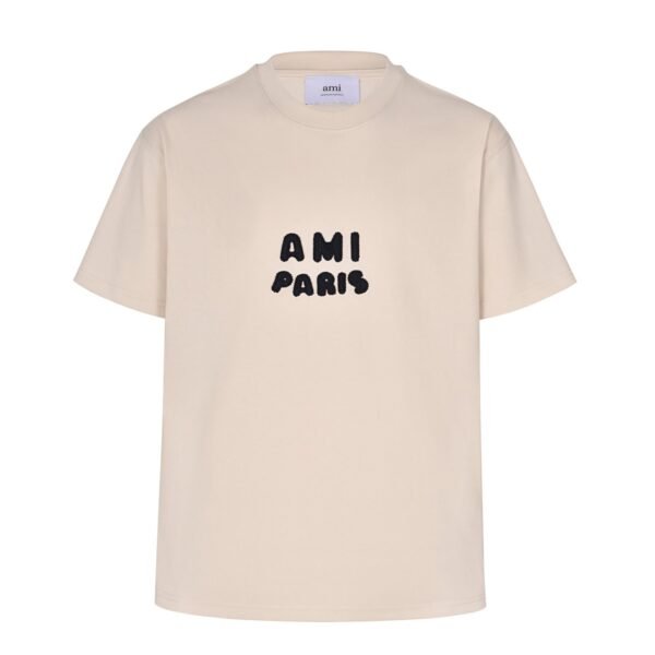 Ami hemp rope letter embroidered short sleeve