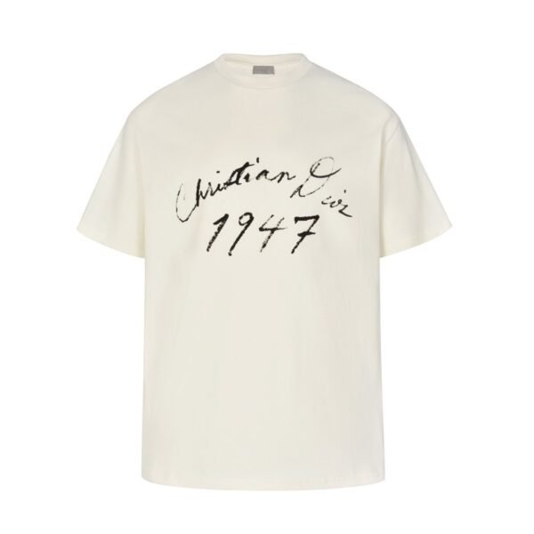 Dior cursive flocking print short sleeve (off-white)
