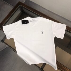 Saint Laurent original round neck short sleeve YSL embroidery logo