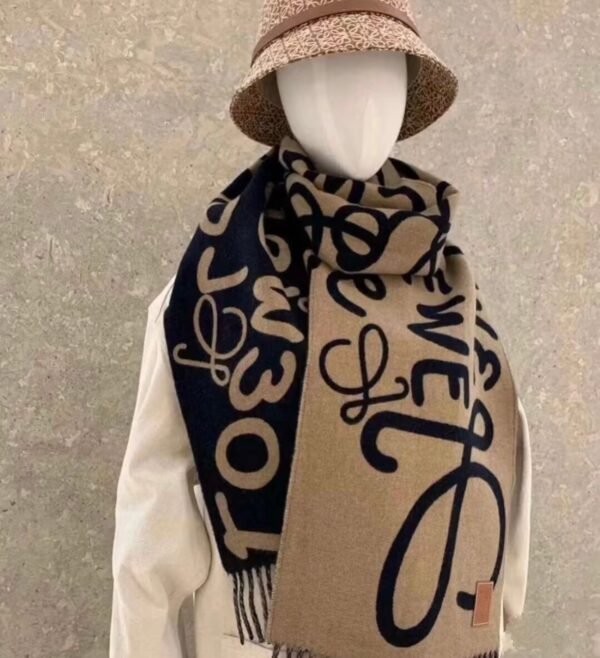 Loewe handwritten logo double-sided graffiti scarf