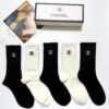 CHANEL original socks embroidery logo 5 sets
