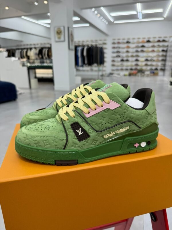 Louis Vuitton & tyler trainer green embossed shoes