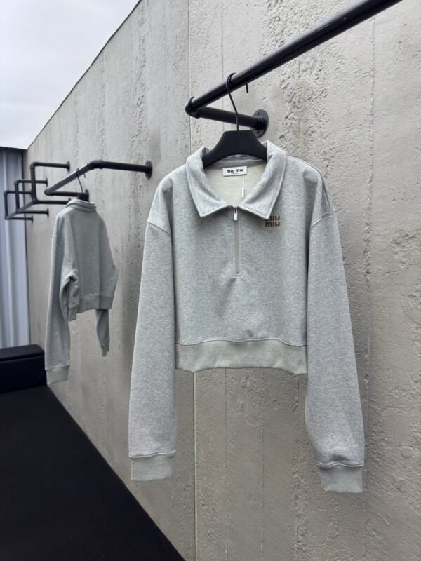 MIUMIU embroidered label zipper hoodie