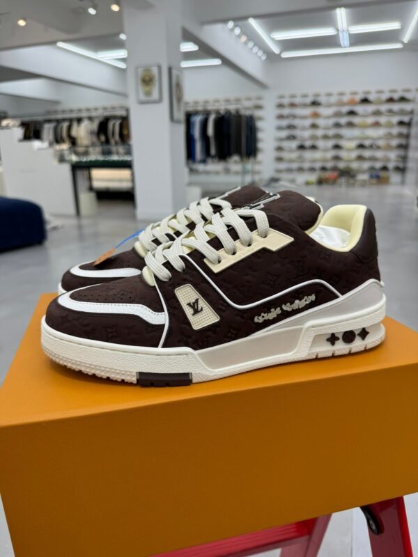 LOUIS VUITTON & TYLER TRAINER BROWN EMBOSSED SHOES