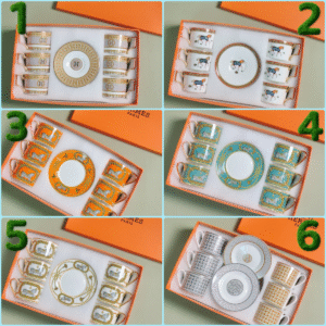 Hermès cup and saucer set 6 cups and 6 saucers