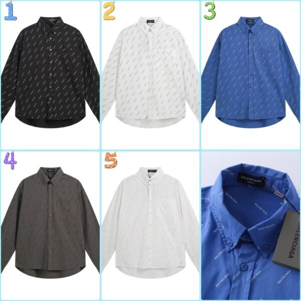 Balenciaga all-over printed logo single-breasted casual long-sleeved shirt Premium quality