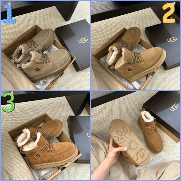 UGG New Autumn/Winter Men’s Lace-up G-Letter Wool Ankle Boots with Wool Lining