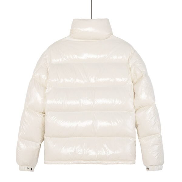 Moncer white fritillary bright patent leather short down jacket