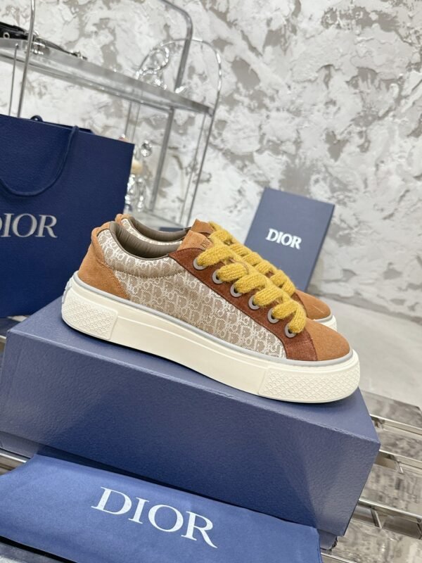Dior original casual shoes diamond pattern canvas inlay