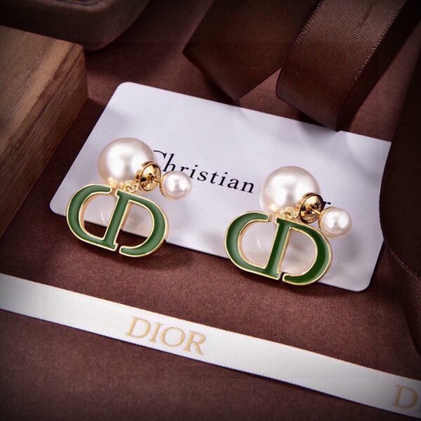 Dior CD earrings Dark green 18k gold
