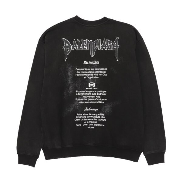 balenciaga washed lettered printed crew-neck hoodie