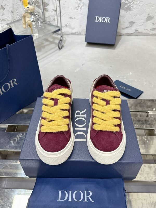 Dior original casual shoes diamond pattern canvas inlay