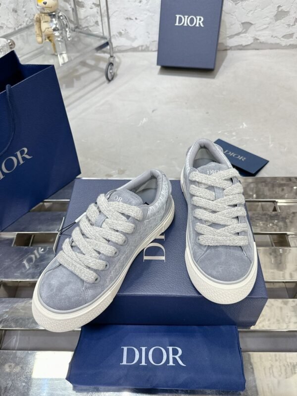 Dior original casual shoes diamond pattern canvas inlay