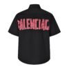 Balenciaga red tape LOGO short-sleeved shirt