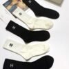 CHANEL original socks embroidery logo 5 sets