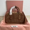 MiuMiu top layer suede calfskin bowling bag 22×10.5×7.5 cm