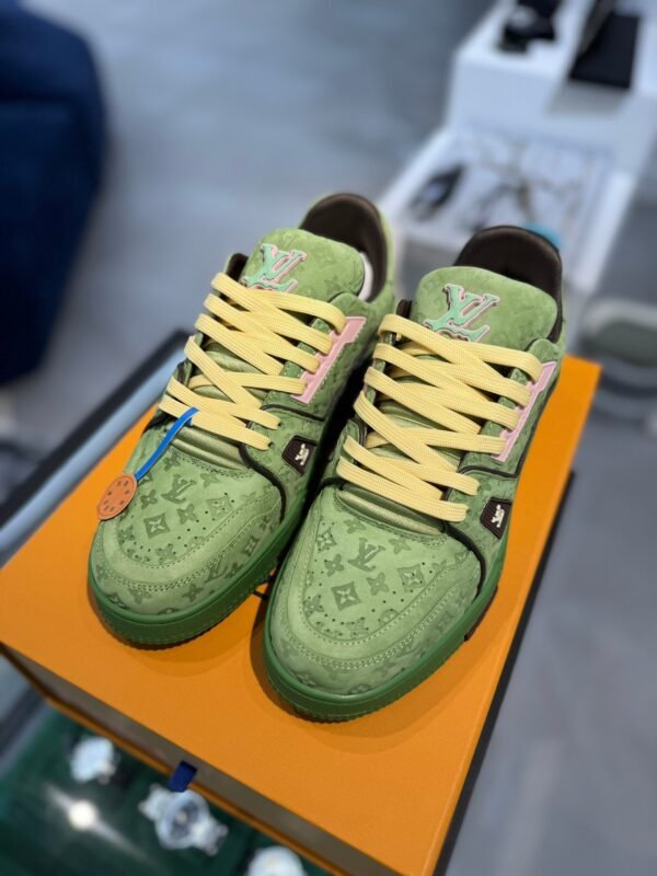 Louis Vuitton & tyler trainer green embossed shoes