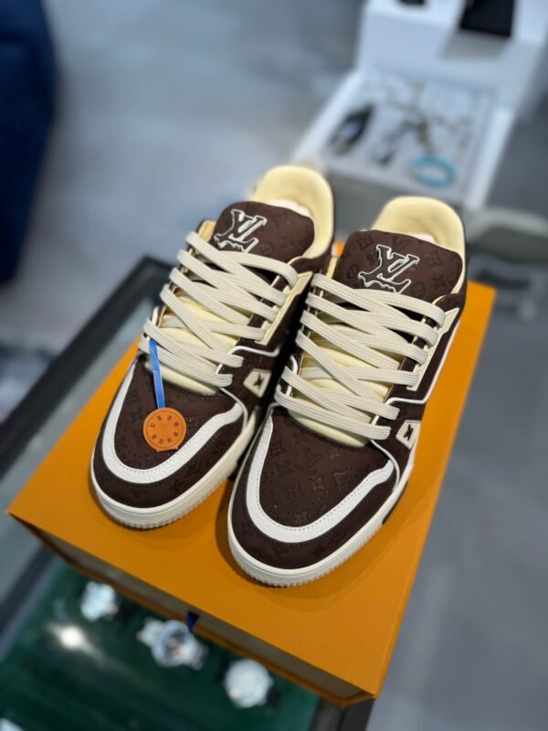 LOUIS VUITTON & TYLER TRAINER BROWN EMBOSSED SHOES