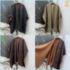 MaxMara autumn and winter new high-end minimalist style double-sided nylon cape jacket double-sided nylon cashmere wool fabric