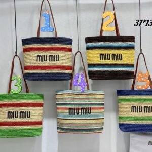 MIUMIU new straw bag striped stitching