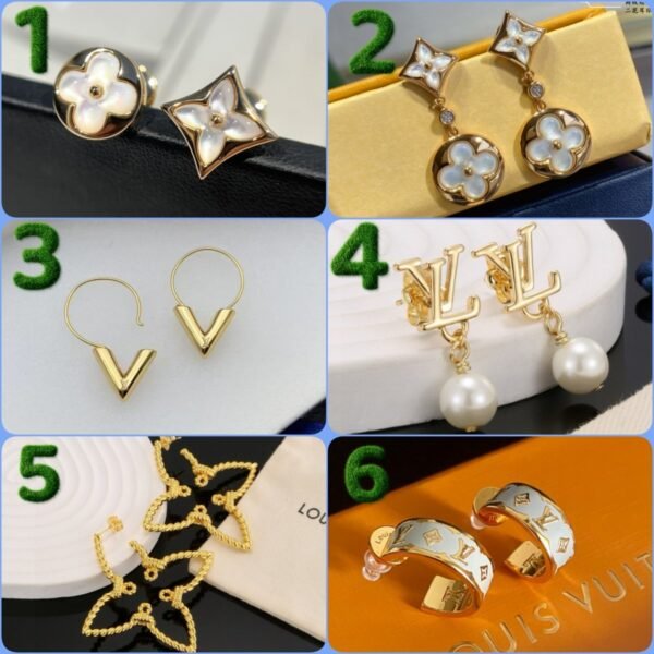 Louis Vuitton Flower Series White Shell Asymmetric Earrings Premium Edition