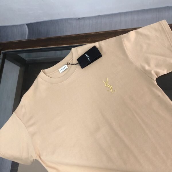Saint Laurent original round neck short sleeve YSL embroidery logo