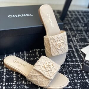 Chanel slippers Lazy slippers Black white Beige pink