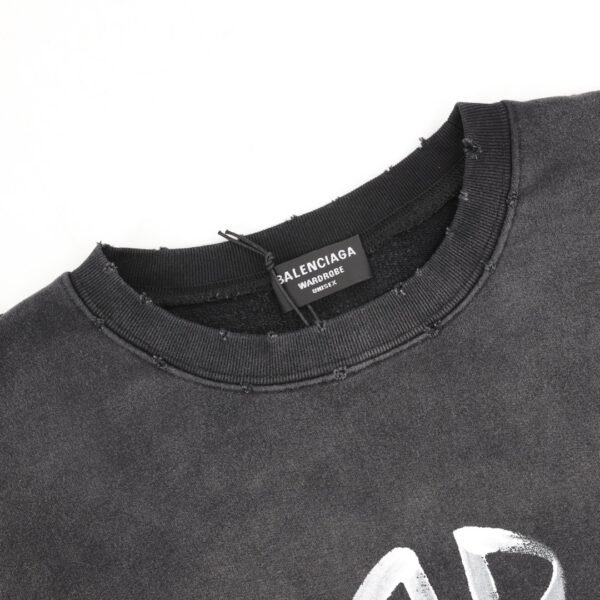 Balenciaga washed lettered printed crew-neck hoodie
