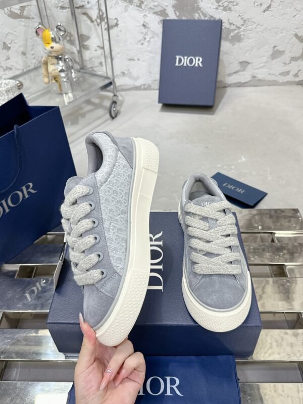 Dior original casual shoes diamond pattern canvas inlay