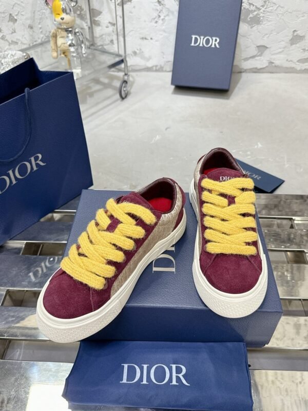 Dior original casual shoes diamond pattern canvas inlay