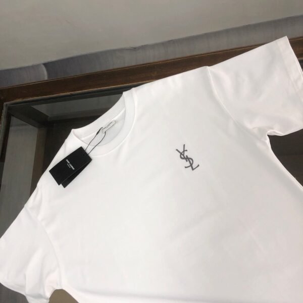 Saint Laurent original round neck short sleeve YSL embroidery logo