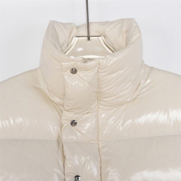 Moncer white fritillary bright patent leather short down jacket