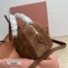 MiuMiu top layer suede calfskin bowling bag 22×10.5×7.5 cm