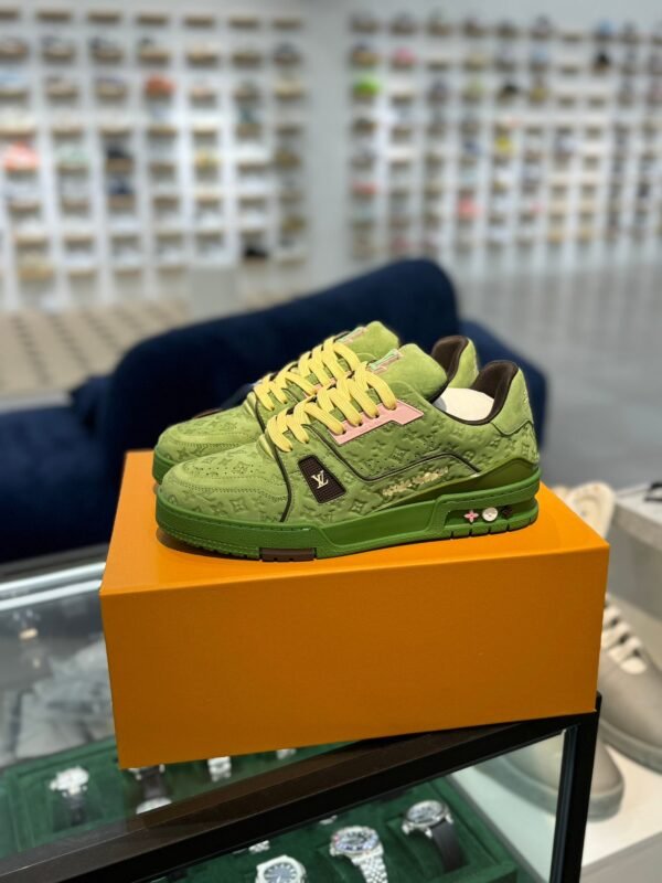 Louis Vuitton & tyler trainer green embossed shoes