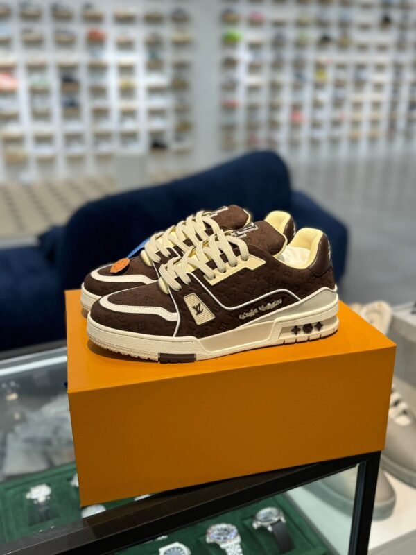 LOUIS VUITTON & TYLER TRAINER BROWN EMBOSSED SHOES