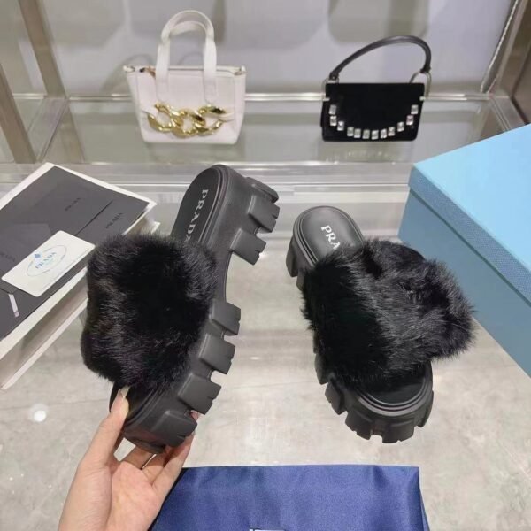 PRADA Advanced otter rabbit fur slippers