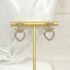 CHAN 23 Full diamond Hollowed-out heart-shaped double c stud earrings