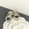 CHAN 23 Full diamond Hollowed-out heart-shaped double c stud earrings