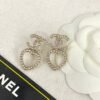 CHAN 23 Full diamond Hollowed-out heart-shaped double c stud earrings