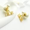 Dior four-letter double-ball pearl stud earrings